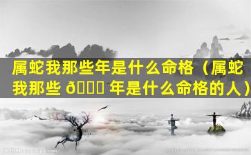属蛇我那些年是什么命格（属蛇我那些 🐛 年是什么命格的人）